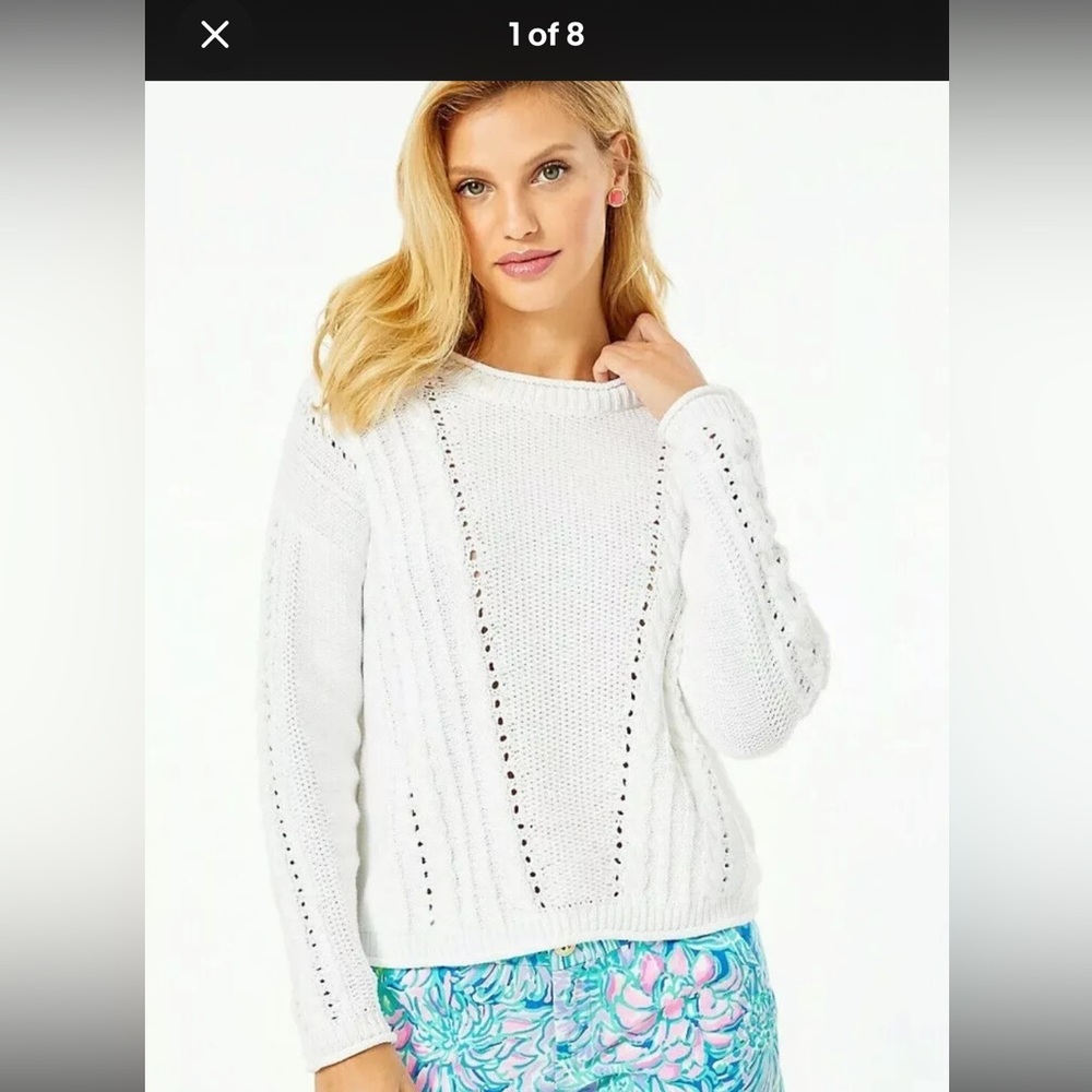 Lilly Pulitzer Maxcy Knit Sweater Resort White Size M  Cropped Women's